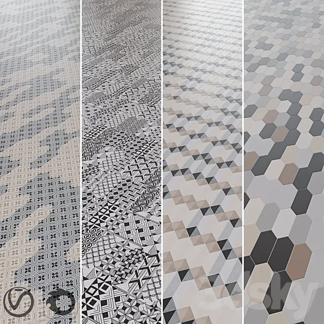 EQUIPE Kite _ Arraw _ Century _ Patchwork B & W _ Monocolor 3DModel