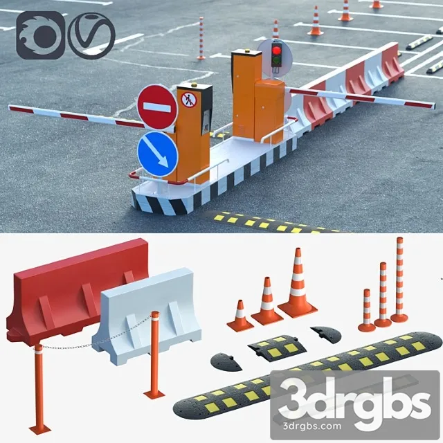 Equipment For The Creation Of Parking Lots Road Fences 3D Model Download