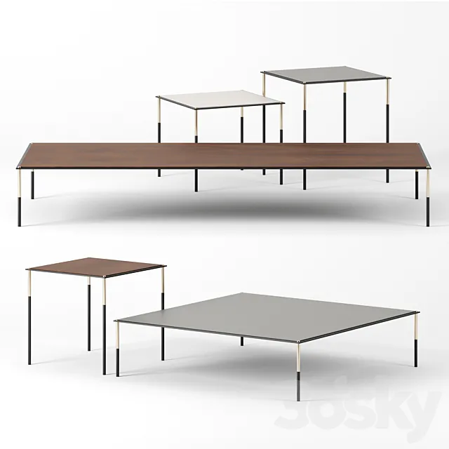 Era coffee tables square set by Living Divani 3D Model