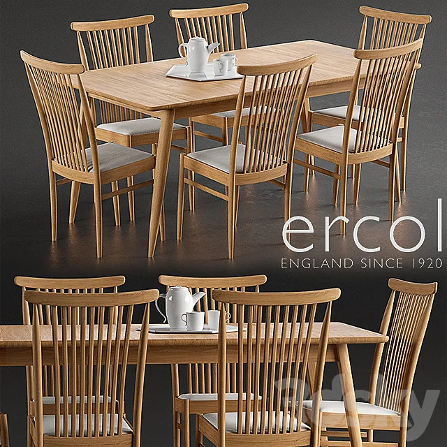 Ercol Teramo Medium Extending Dining Table Ercol Teramo Dining Chair 3D Model
