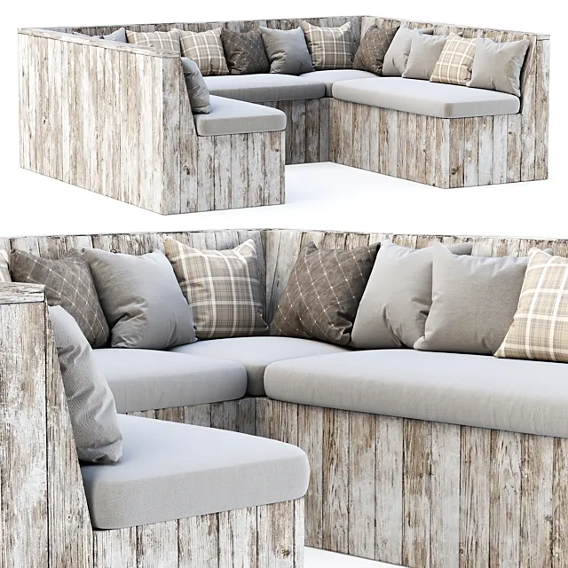 Eric Wooden Restaurant Sofa SD17 by Bpoint Design 3D Model