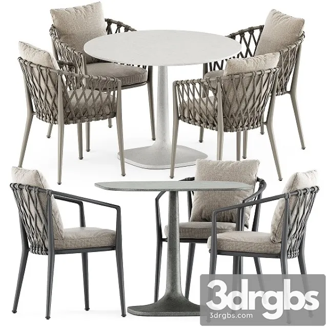 Erica Outdoor Chair and Fiore Outdoor Table by Bebitalia 3D Model Free