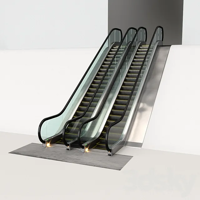 Escalators animated 3D Model