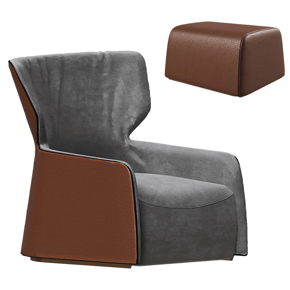 Esedra Design  - Armchair and footstool Ilary Bergere 3D Model