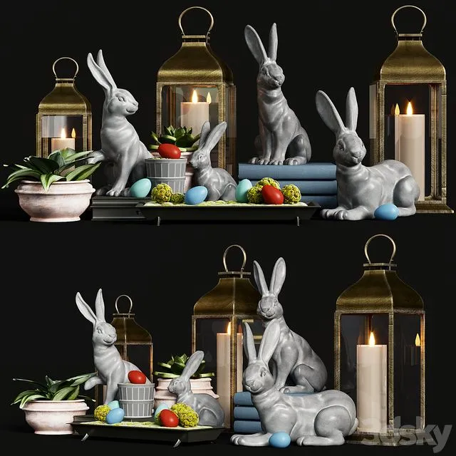 Essex Bunny Pottery Barn Decorative Set 3D Model