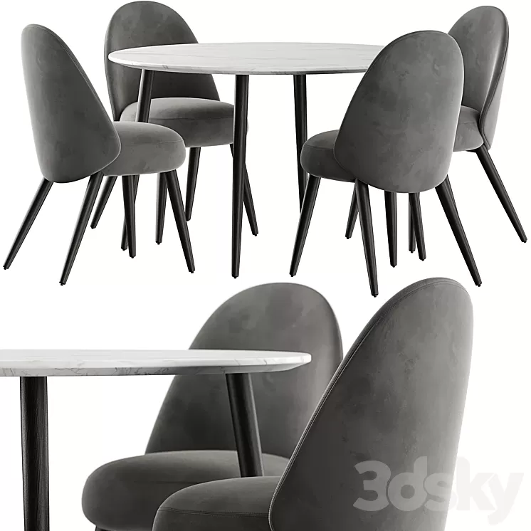 Esstisch Chantilly table and Identites chairs 3D Model Free