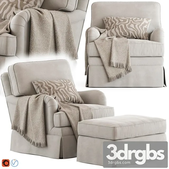 Ethan Allen Monica Armchair and Ottoman 3D Model Free