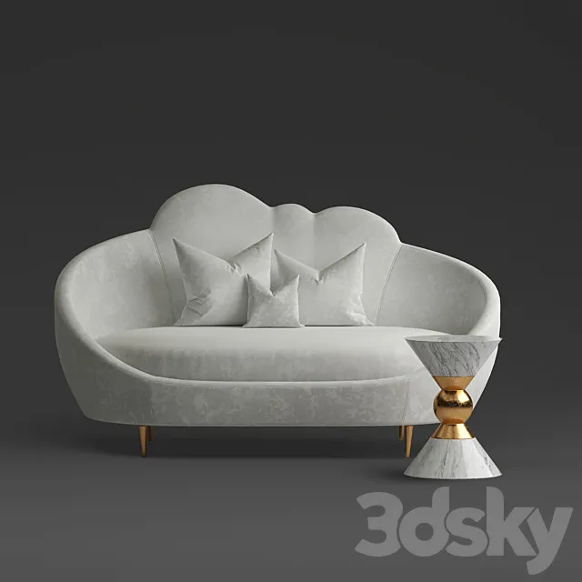 Ether Settee Sofa 3D Model