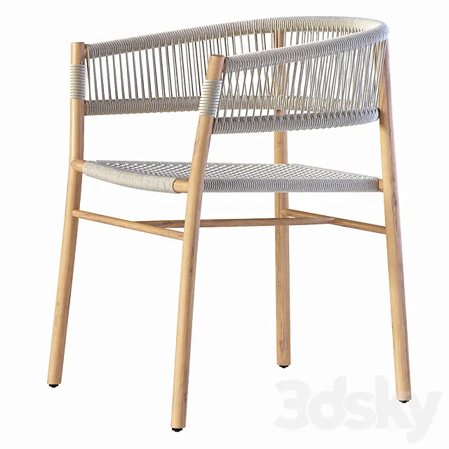 Ethimo Kilt Dining Armchair Teak and Rope 3D Model