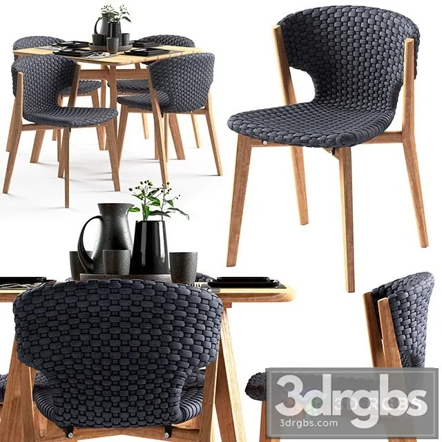Ethimo Knit Dining Chair Square Table 3D Model Free