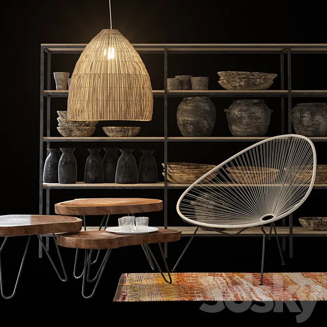 Ethnic decor set 3D Model