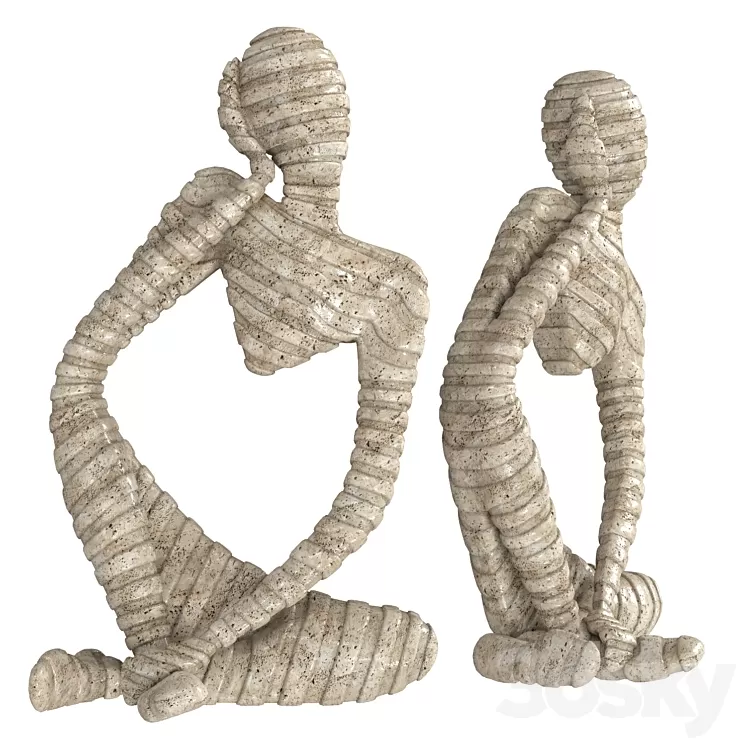Ethnic statuette of a woman from travertine 3D Model