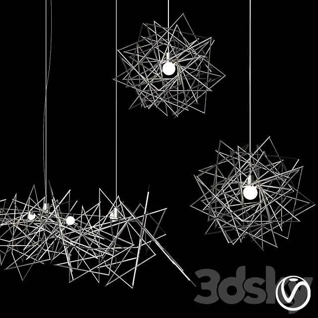 Etoile pendant and linear suspension 3D Model