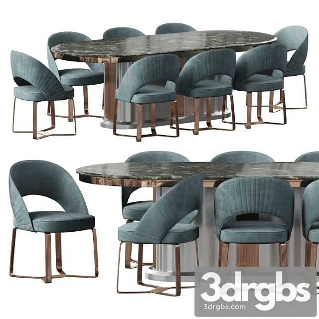 Etra Dining Table And Chairs 2 3D Model Free