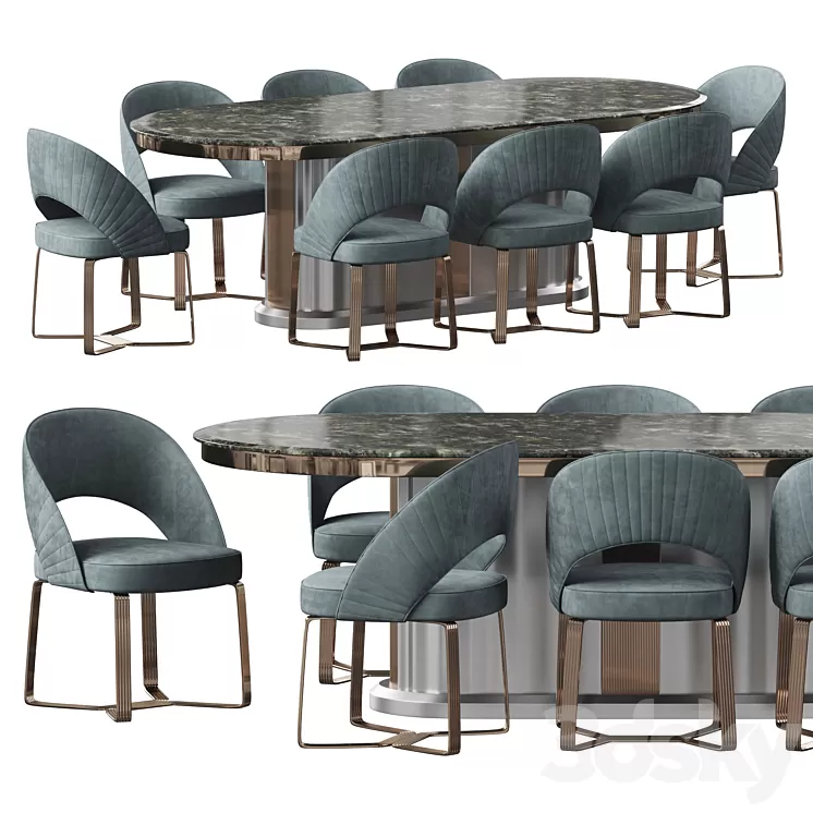 Etra dining table and chairs 3D Model Free