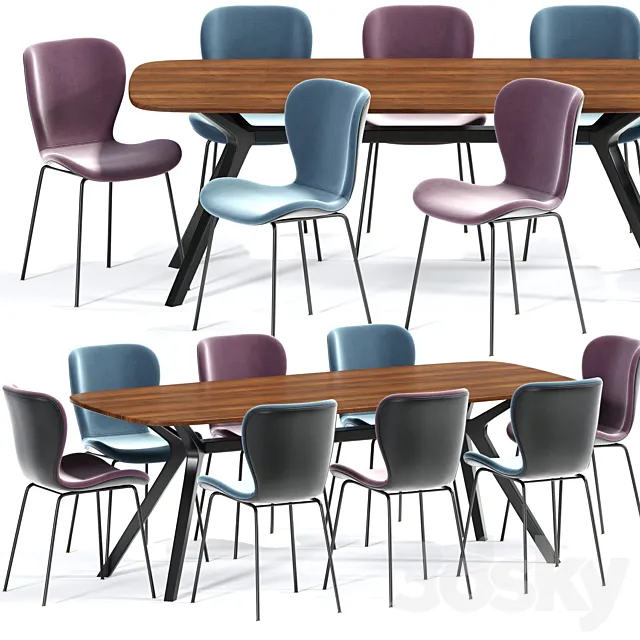 Etta Dining Chair Table Set 3DModel