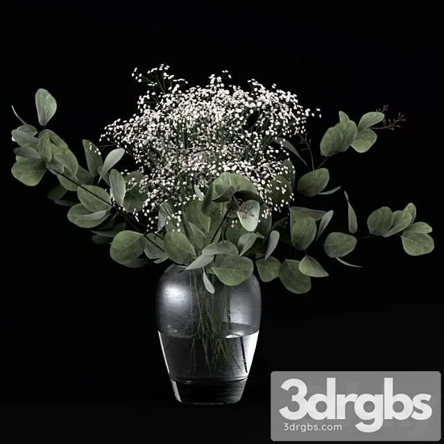Eucalyptus Bouquets With Flowers And Grass 3D Model Free