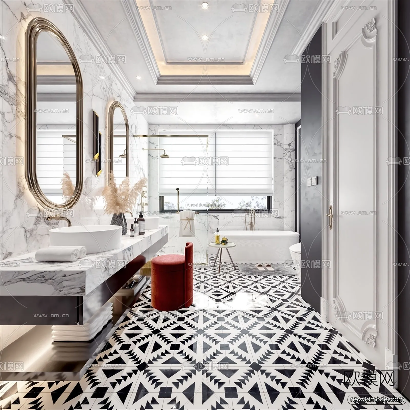 Europe Style Interior 3D Blocks - Bathroom 3D Model - 335