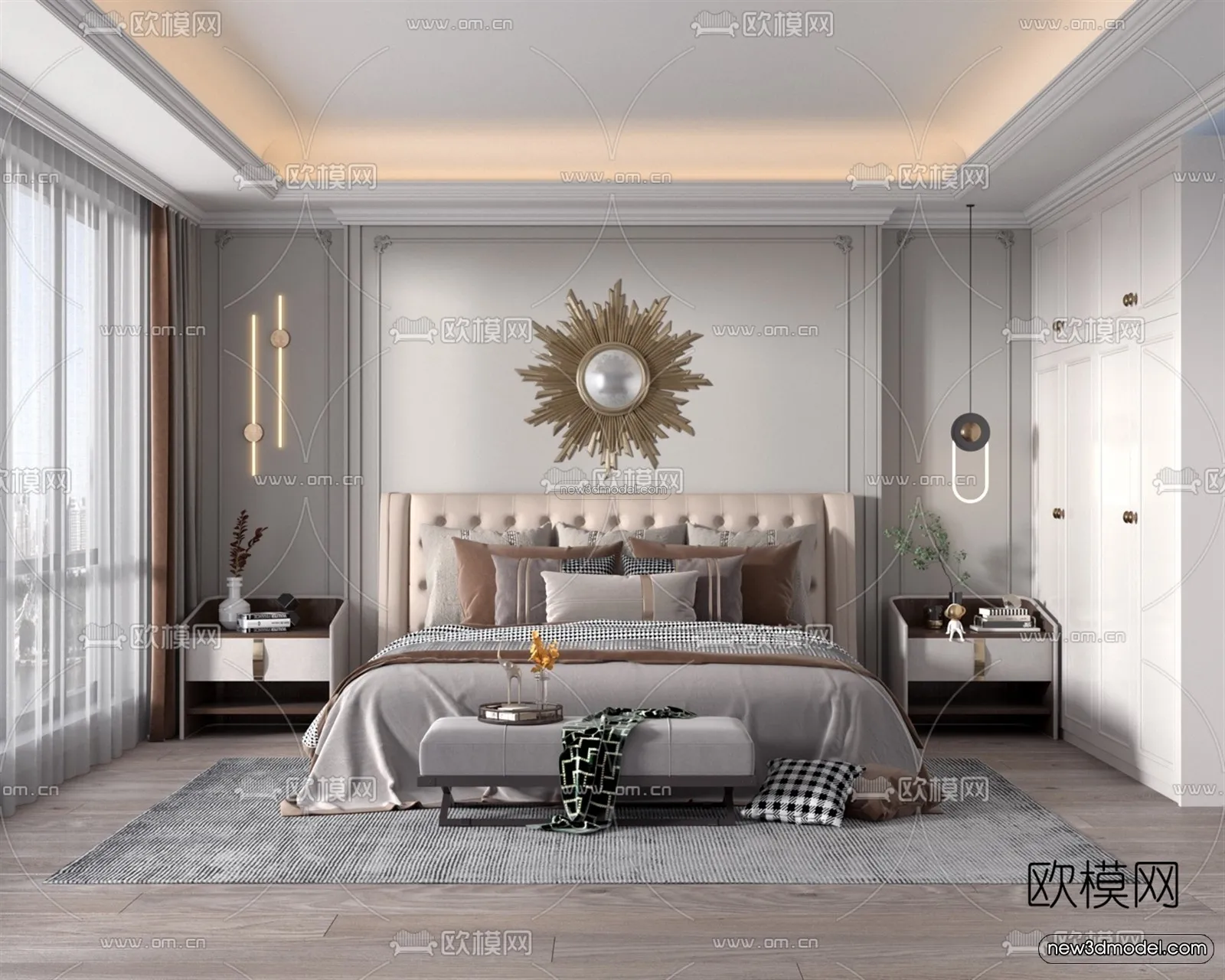 Europe Style Interior 3D Blocks - Bedroom 3D Model - 237
