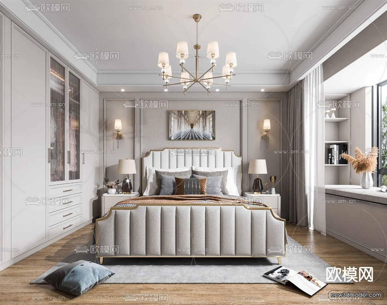 Europe Style Interior 3D Blocks - Bedroom 3D Model - 249