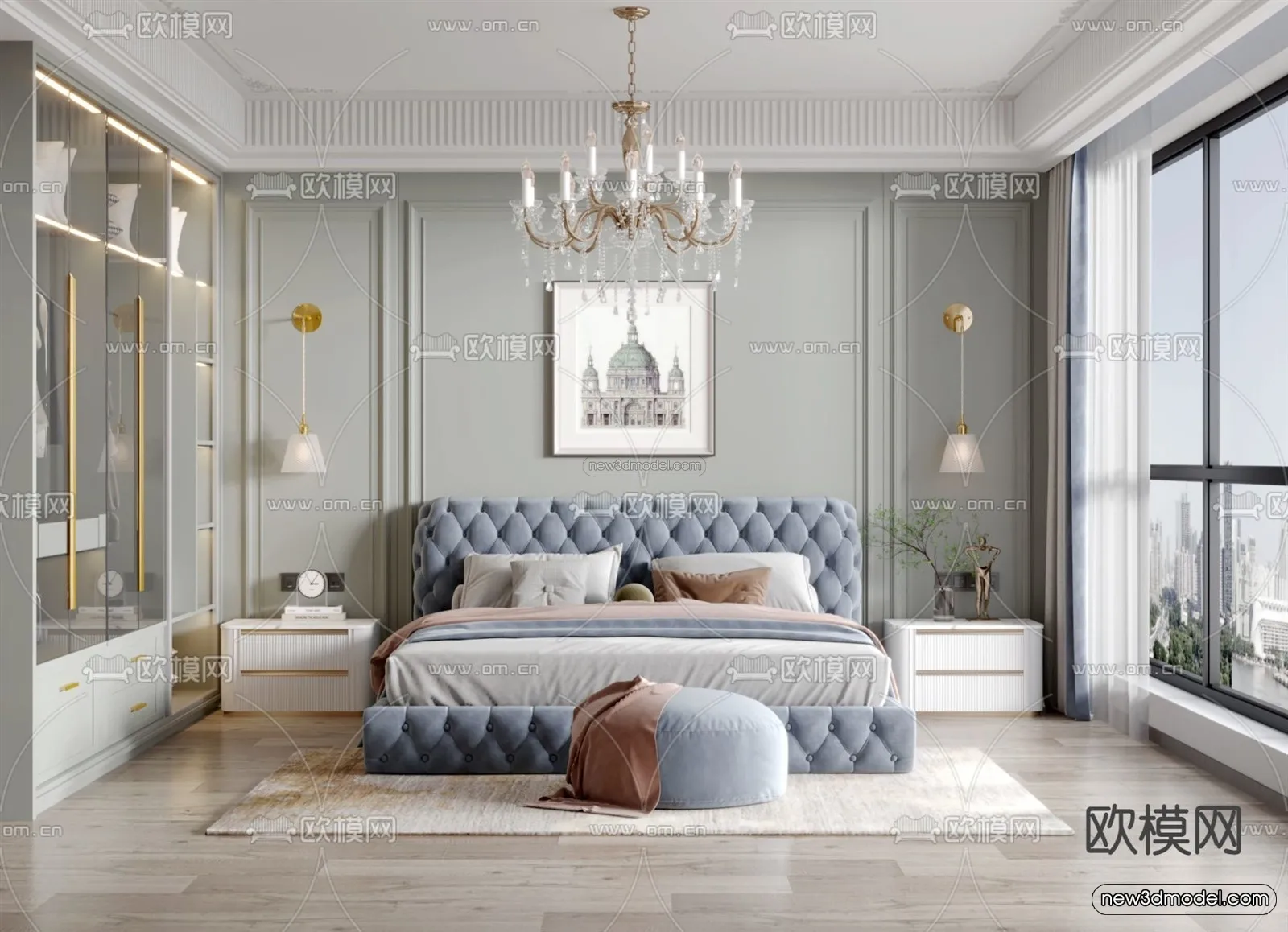 Europe Style Interior 3D Blocks - Bedroom 3D Model - 250