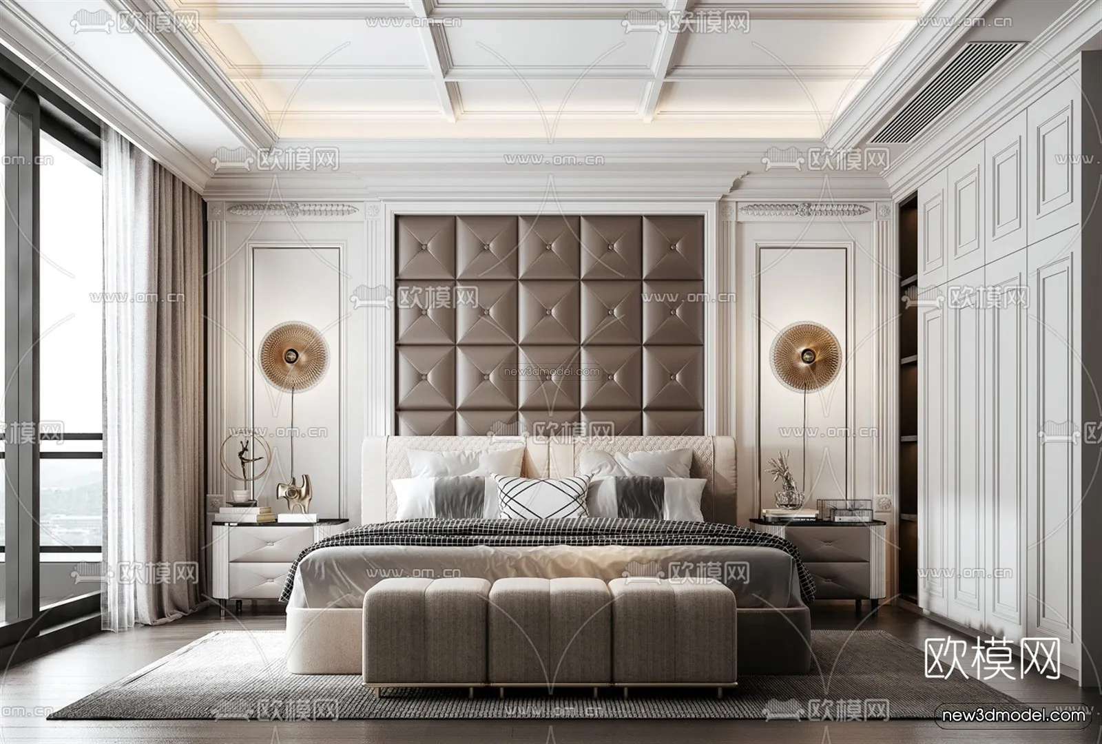 Europe Style Interior 3D Blocks - Bedroom 3D Model - 255