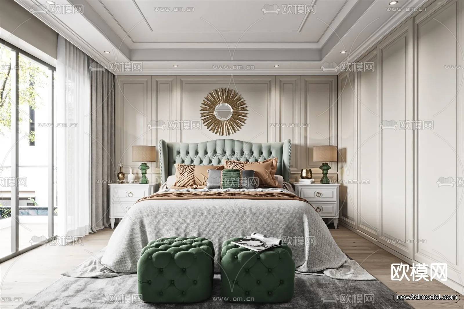 Europe Style Interior 3D Blocks - Bedroom 3D Model - 262