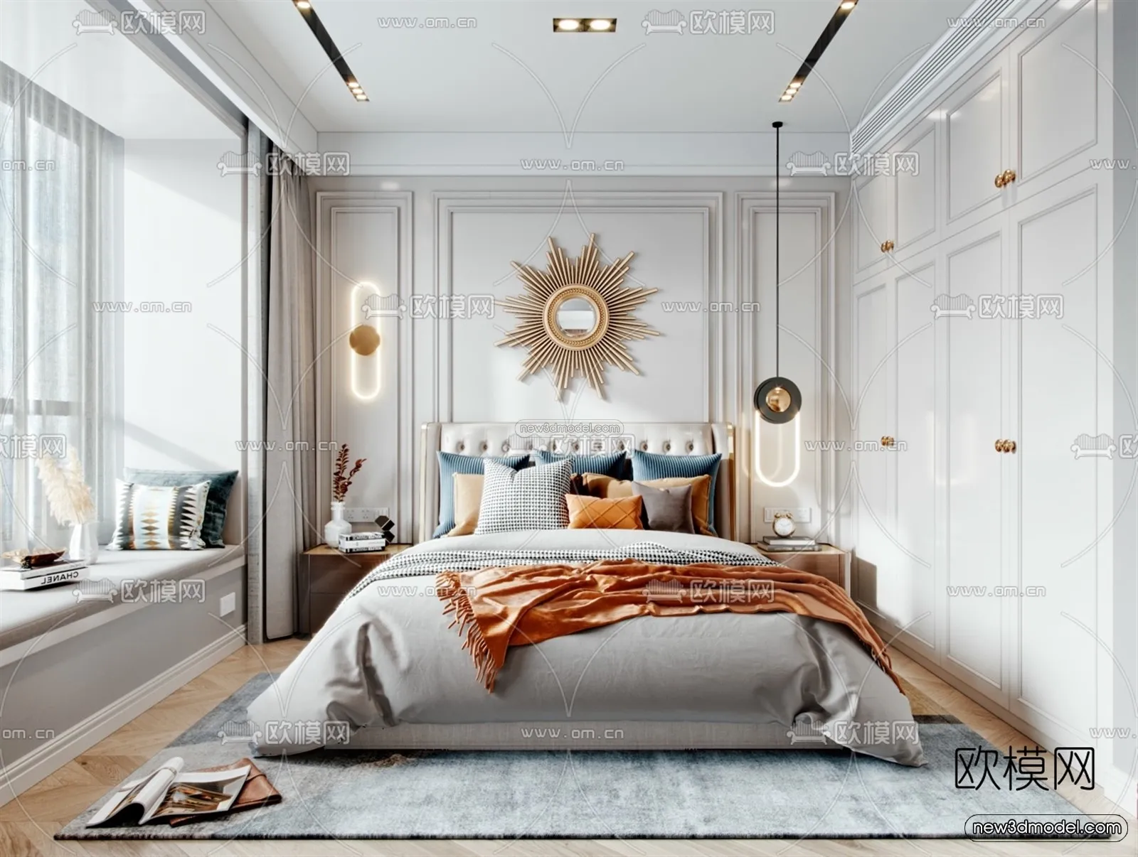 Europe Style Interior 3D Blocks - Bedroom 3D Model - 263