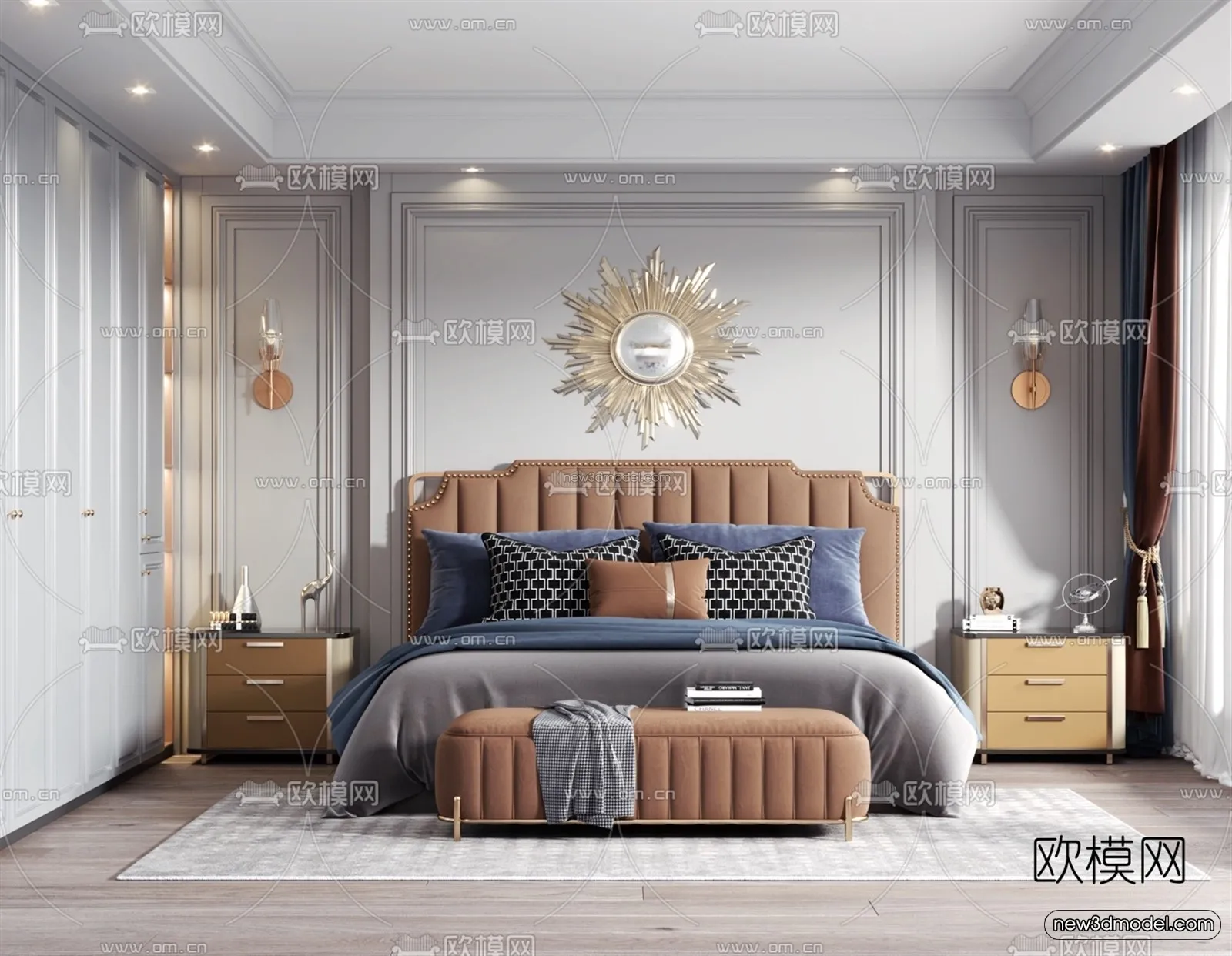 Europe Style Interior 3D Blocks - Bedroom 3D Model - 264