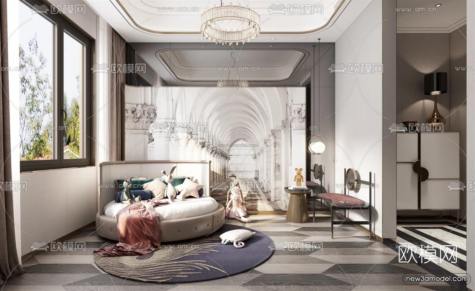 Europe Style Interior 3D Blocks - Bedroom 3D Model - 270