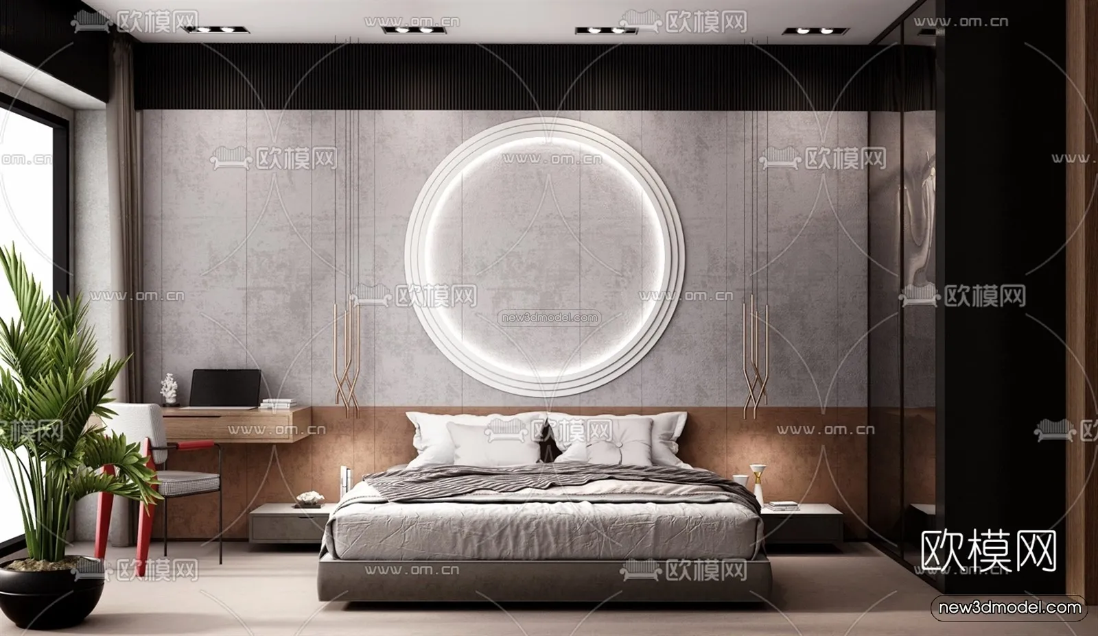 Europe Style Interior 3D Blocks - Bedroom 3D Model - 273