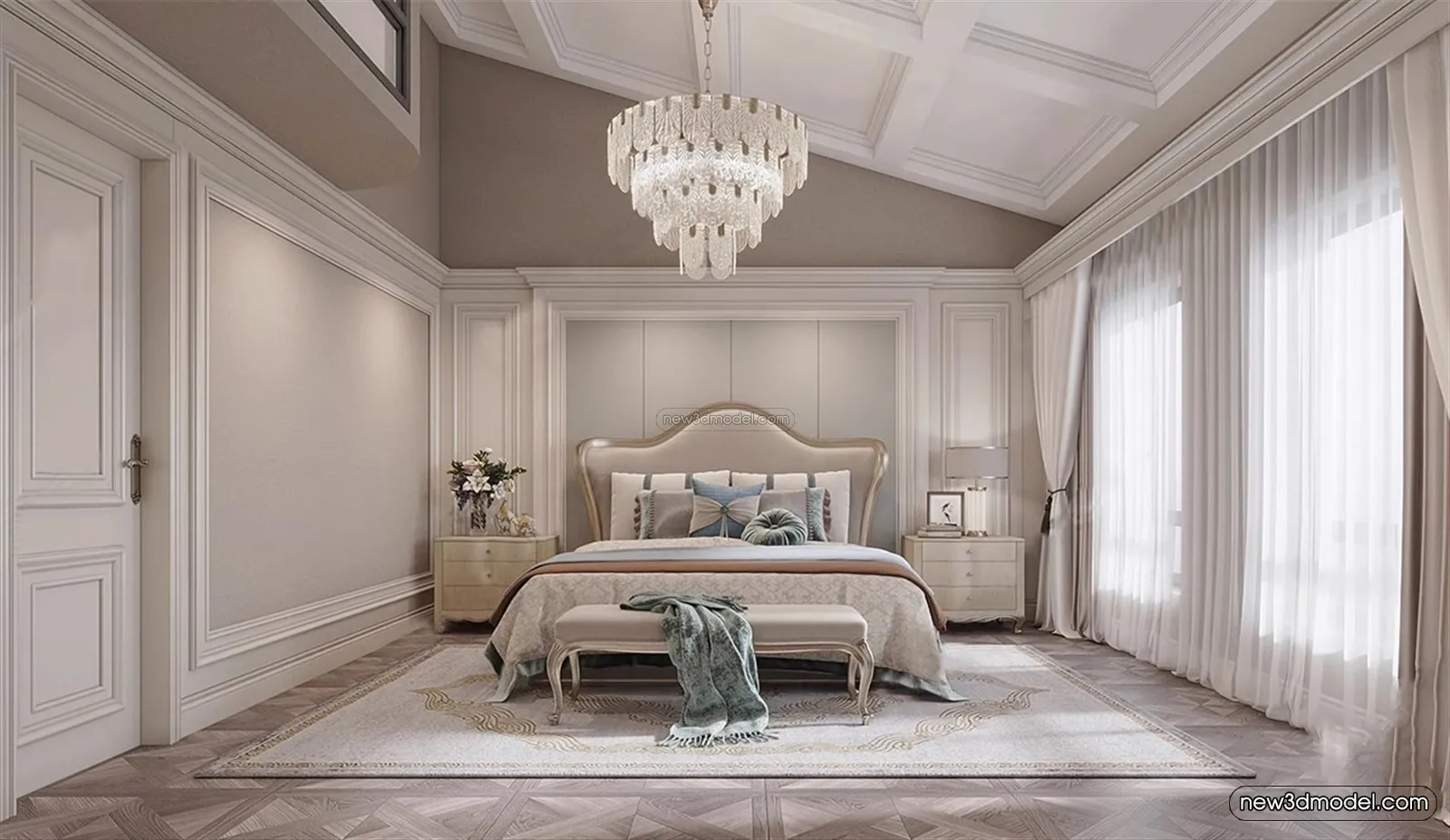 Europe Style Interior 3D Blocks - Bedroom 3D Model - 274