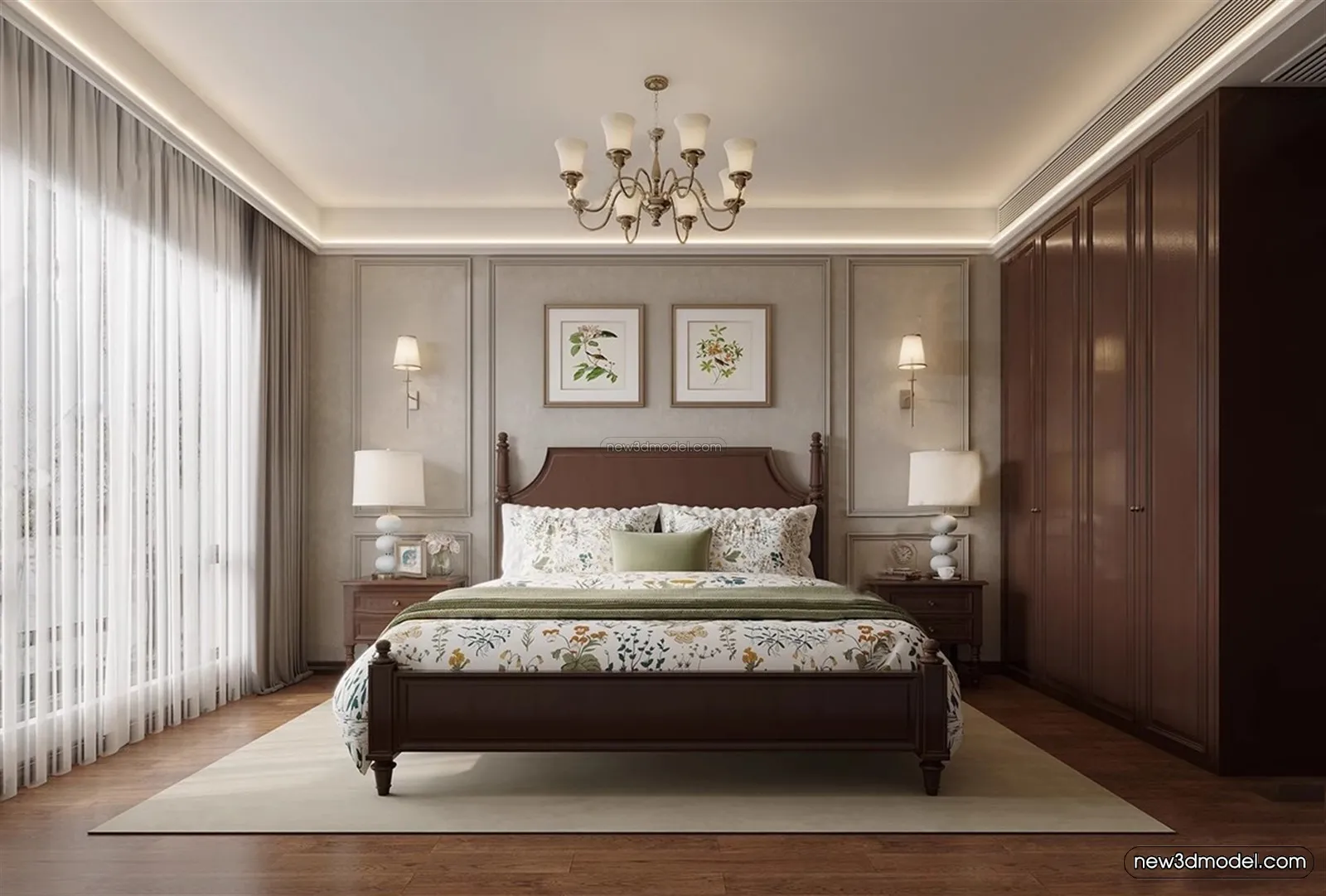 Europe Style Interior 3D Blocks - Bedroom 3D Model - 275