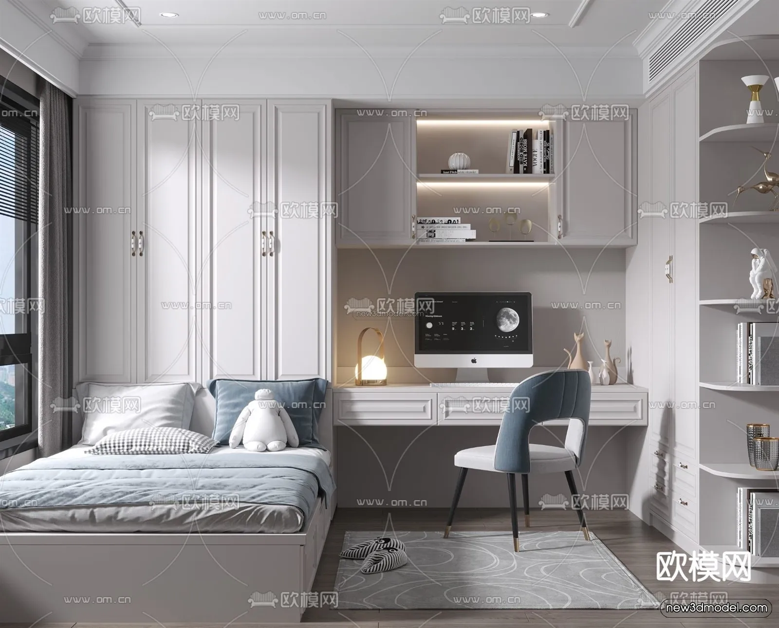Europe Style Interior 3D Blocks - Bedroom 3D Model - 279