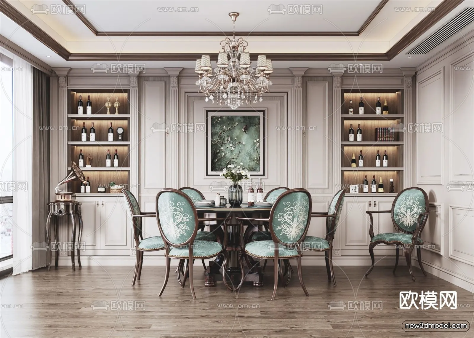 Europe Style Interior 3D Blocks - Dining Room 3D Model - 191