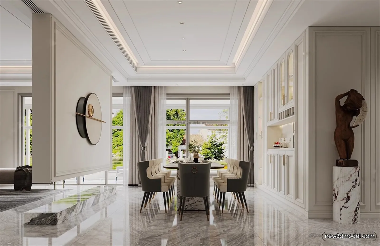 Europe Style Interior 3D Blocks - Dining Room 3D Model - 213