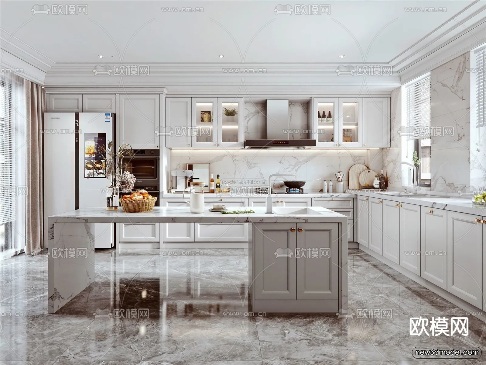 Europe Style Interior 3D Blocks - Dining Room 3D Model - 214