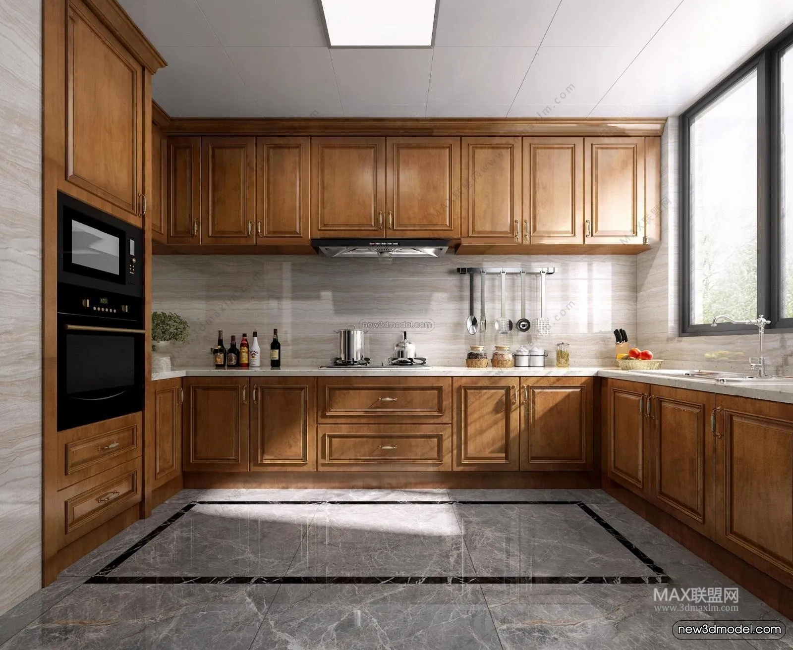 Europe Style Interior 3D Blocks - Kitchen 3D Model - 296