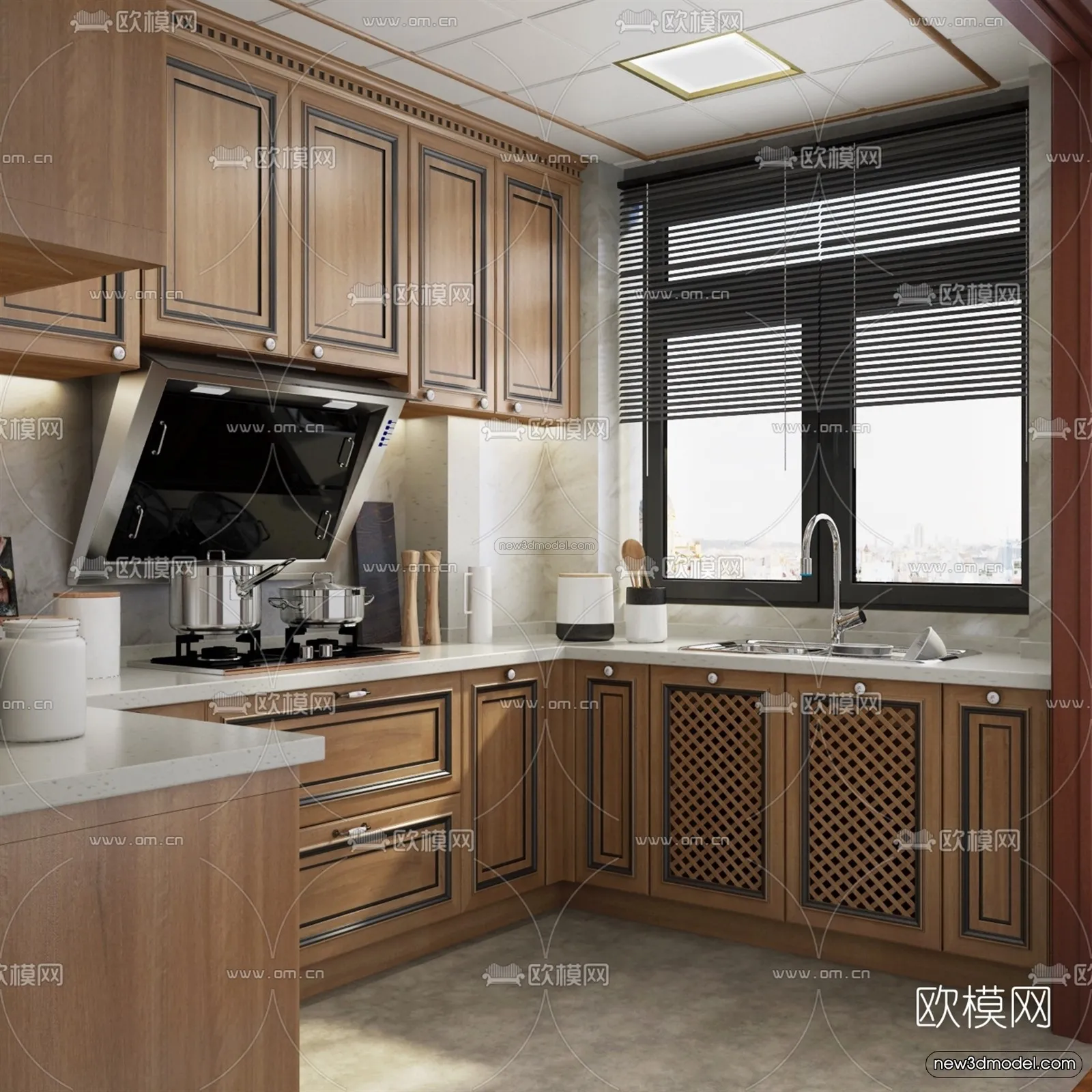 Europe Style Interior 3D Blocks - Kitchen 3D Model - 298