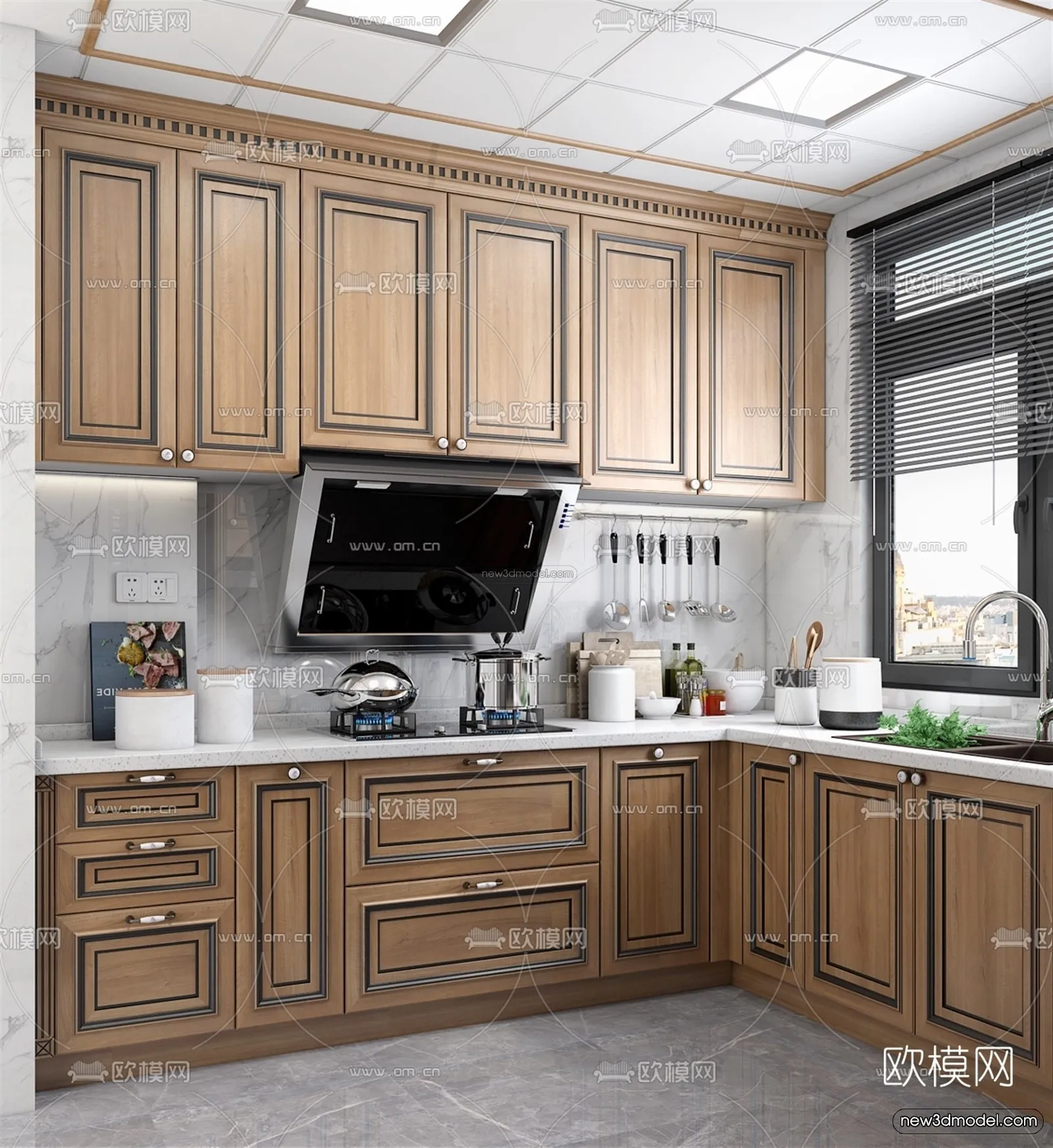 Europe Style Interior 3D Blocks - Kitchen 3D Model - 300