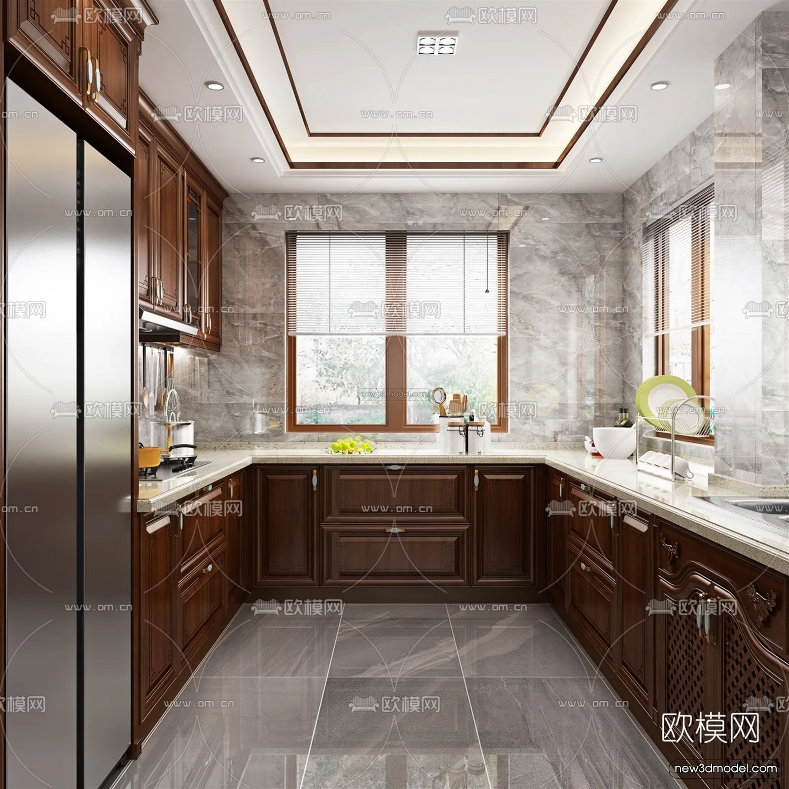 Europe Style Interior 3D Blocks - Kitchen 3D Model - 301