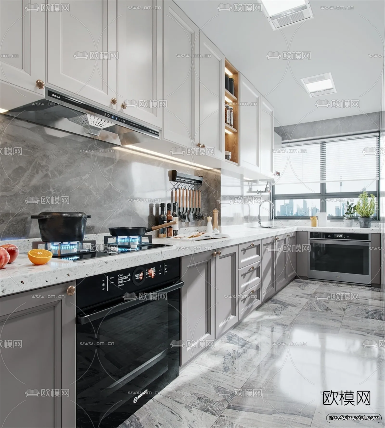 Europe Style Interior 3D Blocks - Kitchen 3D Model - 302