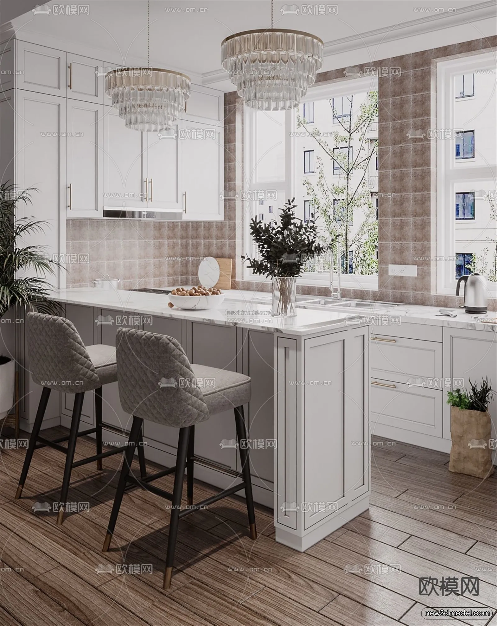 Europe Style Interior 3D Blocks - Kitchen 3D Model - 305