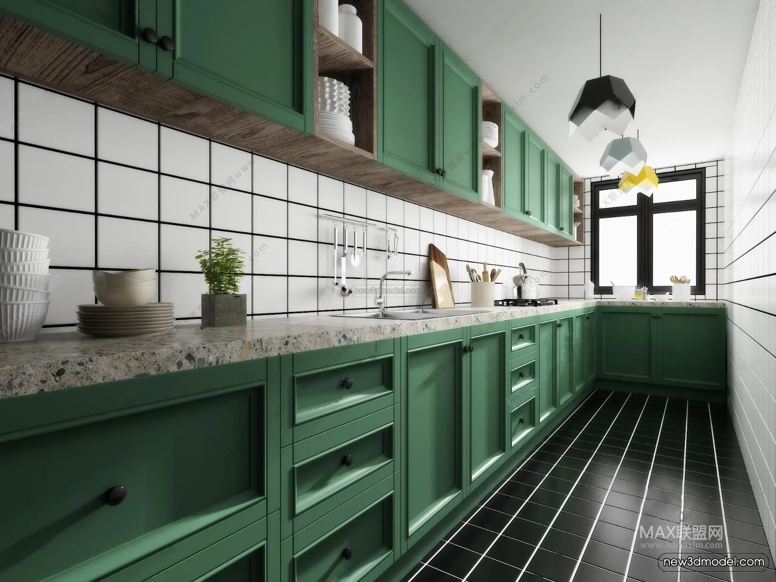 Europe Style Interior 3D Blocks - Kitchen 3D Model - 311