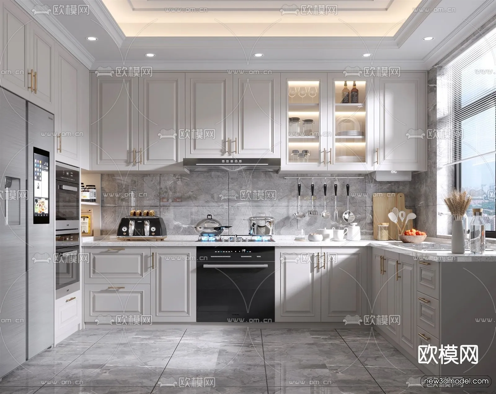 Europe Style Interior 3D Blocks - Kitchen 3D Model - 312