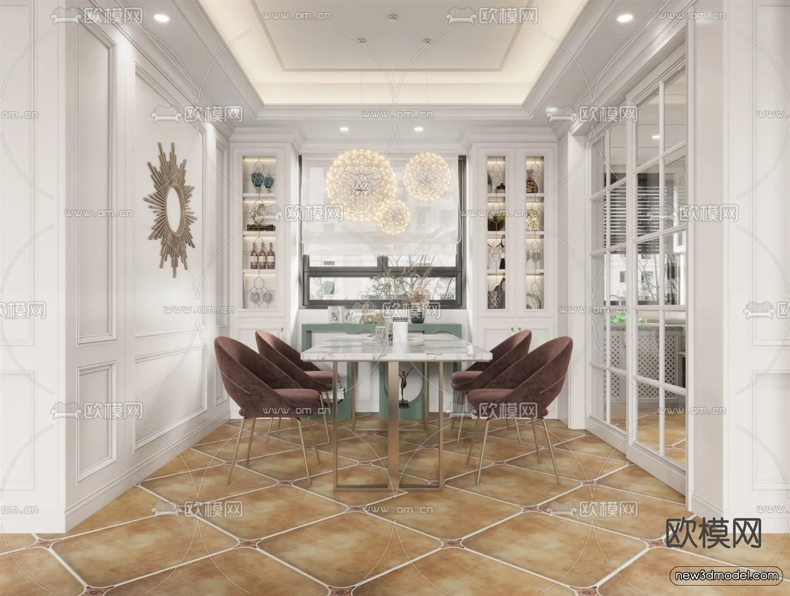 Europe Style Interior 3D Blocks - Living Room 3D Model - 007