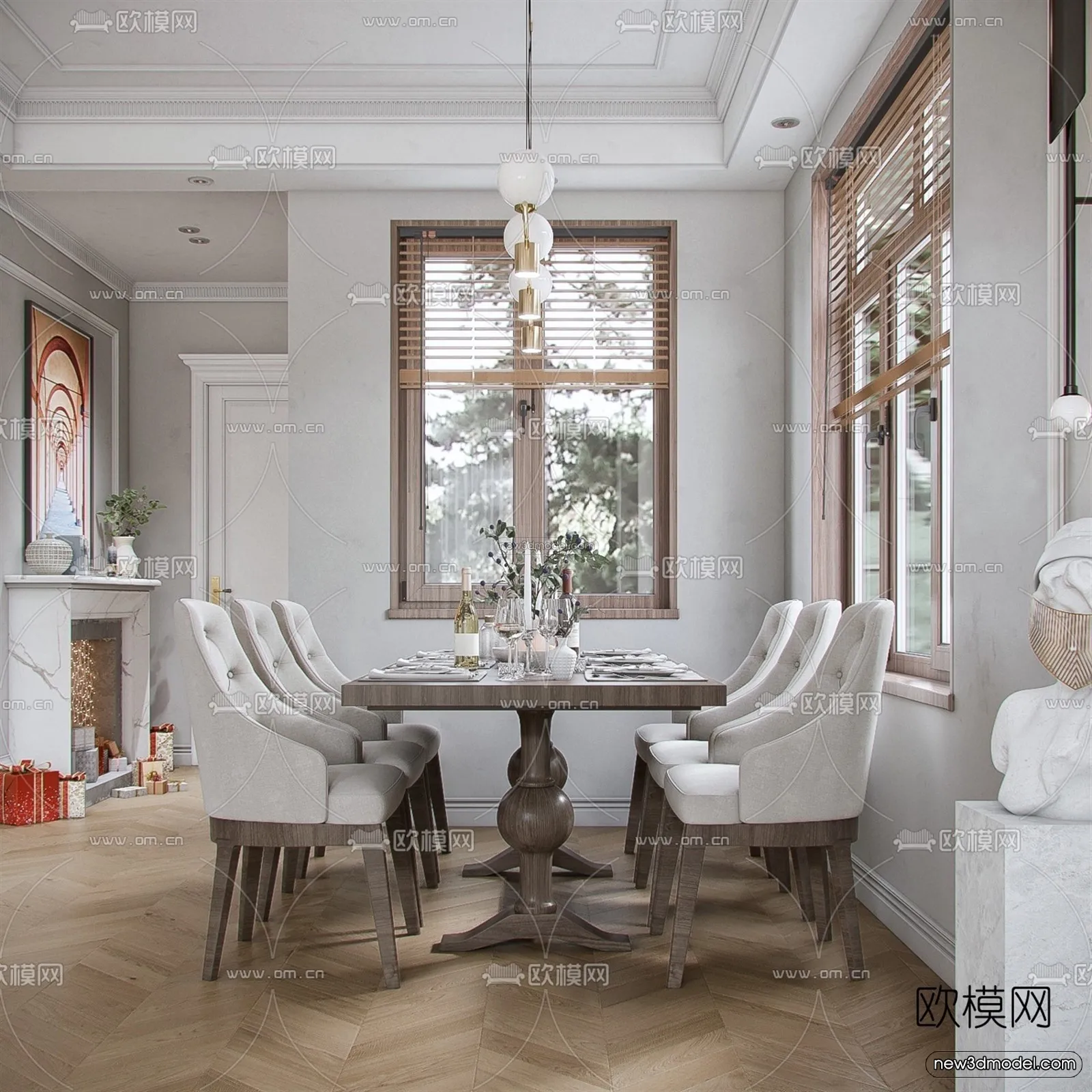 Europe Style Interior 3D Blocks - Living Room 3D Model - 019