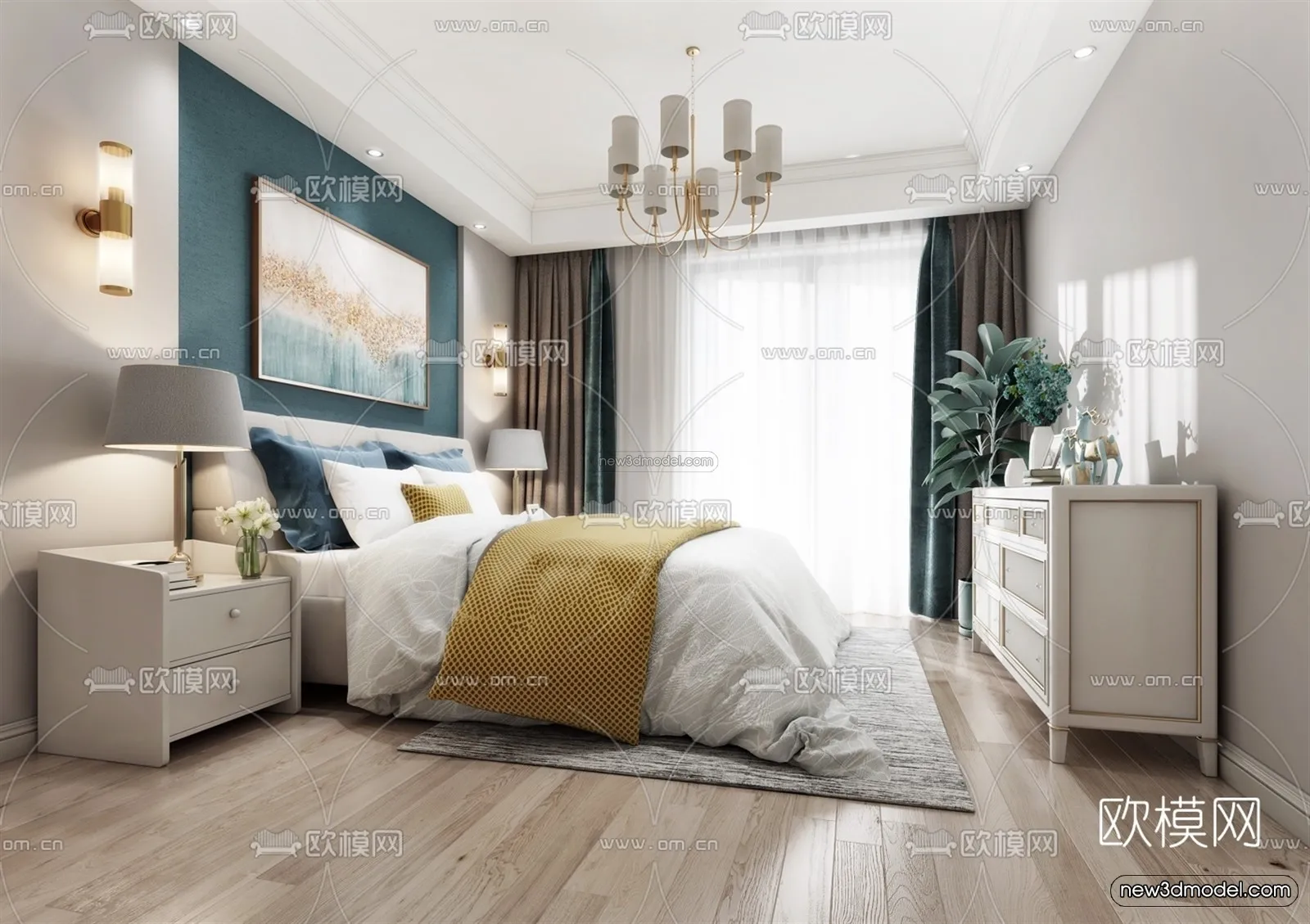 Europe Style Interior 3D Blocks - Living Room 3D Model - 028