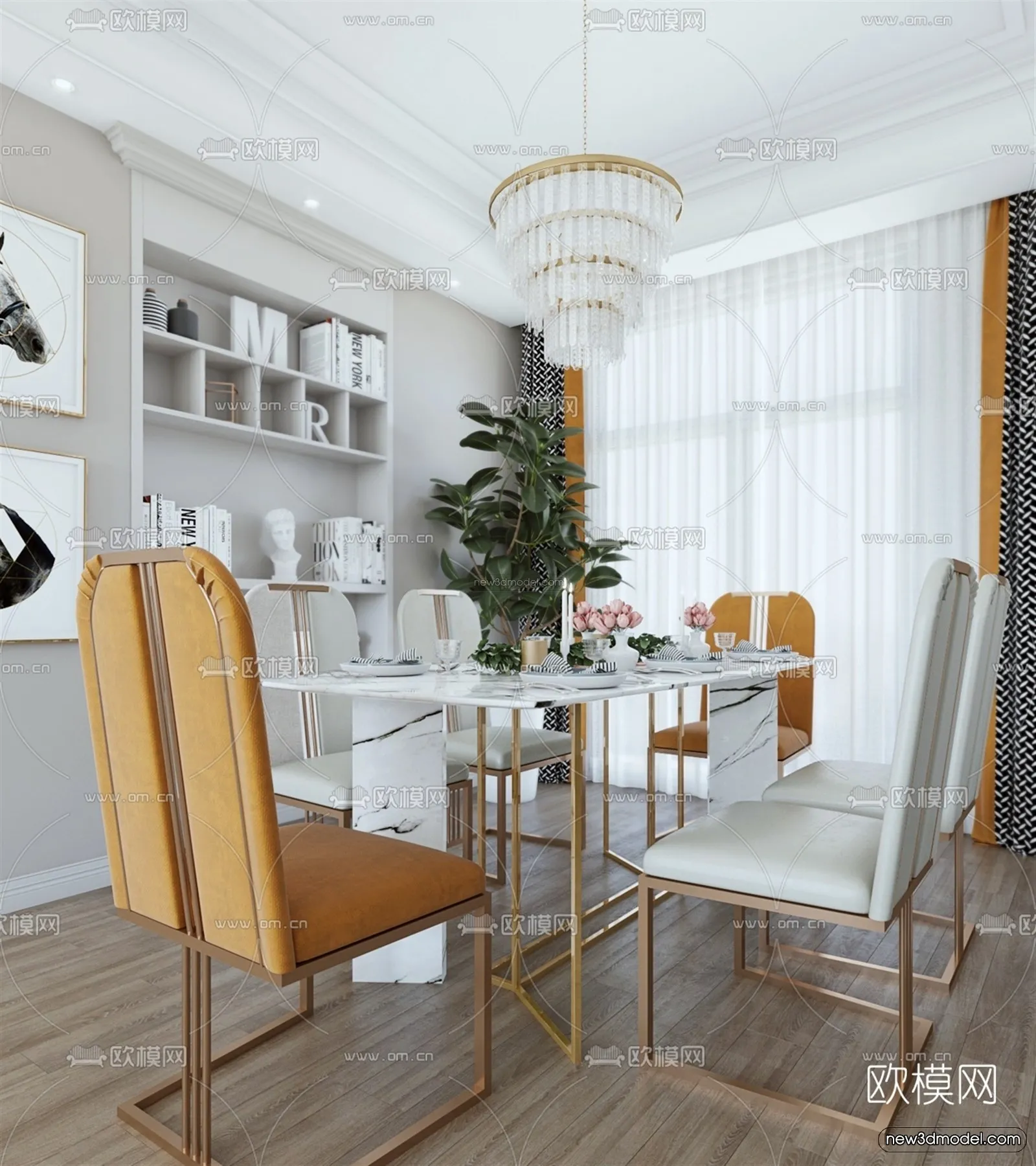 Europe Style Interior 3D Blocks - Living Room 3D Model - 032