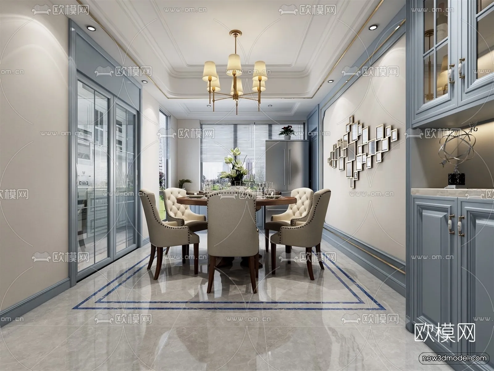 Europe Style Interior 3D Blocks - Living Room 3D Model - 034